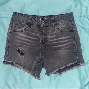 High-Rise Midi Black Shorts